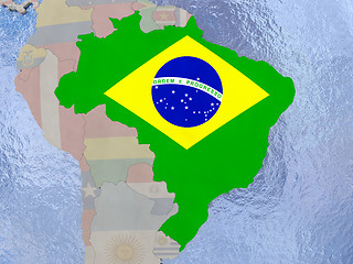 Image showing Brazil with flag on globe