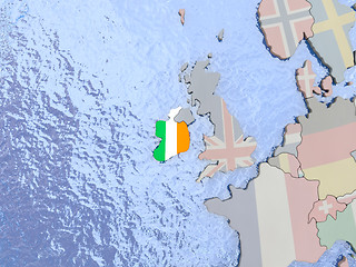 Image showing Ireland with flag on globe