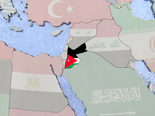 Image showing Jordan with flag on globe