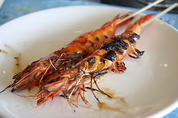 Image showing Grilled prawns