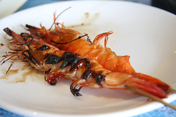 Image showing Grilled prawns