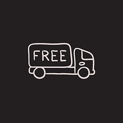 Image showing Free delivery truck sketch icon.