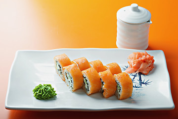 Image showing Creamy salmon roll