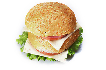 Image showing Ham and cheese sandwich above view