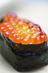 Image showing Red caviar ikura sushi