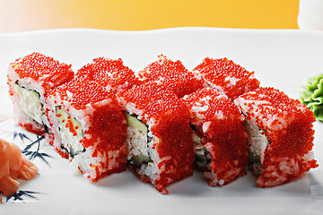 Image showing California roll with crab closeup