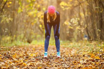 Image showing Sportswoman playing sports in park