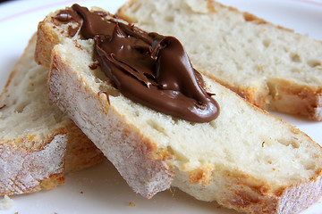 Image showing Bread with chocolate spread