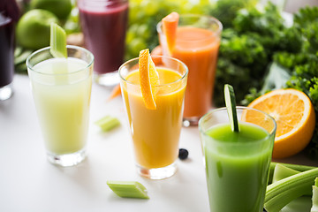 Image showing glasses with different fruit or vegetable juices