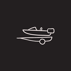 Image showing Boat on trailer for transportation sketch icon.