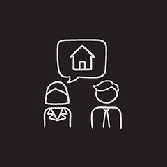 Image showing Couple dreaming about house sketch icon.