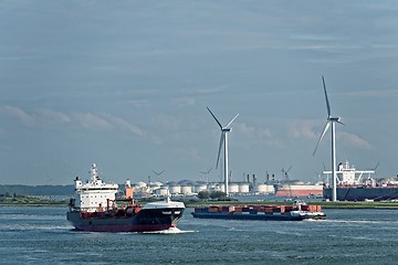 Image showing Large oil tanker in canal