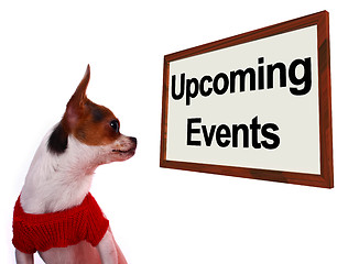 Image showing Upcoming Events Sign Showing Future Occasions Schedule For Dogs 