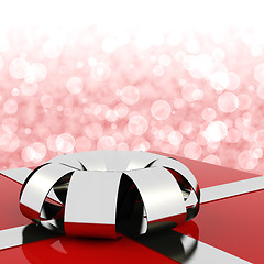 Image showing Red Giftbox With Bokeh Background For Womens Birthday