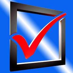 Image showing Red Tick Shows Approved Excellence