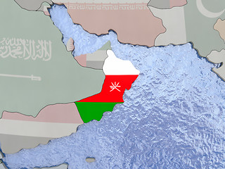 Image showing Oman with flag on globe