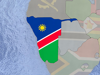 Image showing Namibia with flag on globe