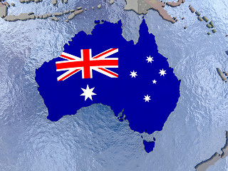 Image showing Australia with flag on globe