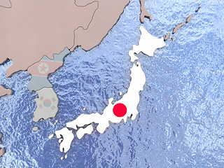 Image showing Japan with flag on globe