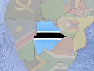 Image showing Botswana with flag on globe