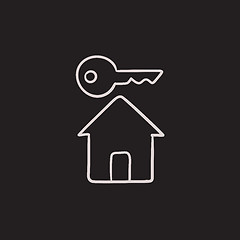 Image showing Key for house sketch icon.