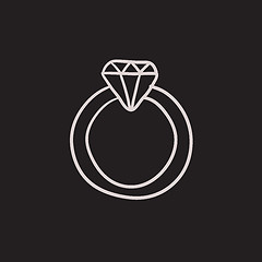 Image showing Diamond ring sketch icon.