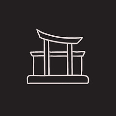 Image showing Torii gate sketch icon.