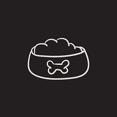 Image showing Dog bowl with food sketch icon.