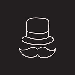 Image showing Hat and mustache sketch icon.