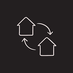 Image showing House exchange sketch icon.