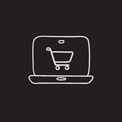 Image showing Online shopping sketch icon.