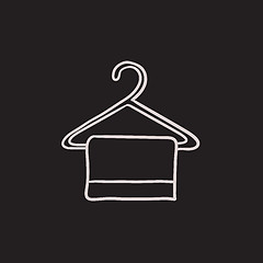 Image showing Towel on hanger sketch icon.