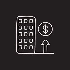 Image showing Growth of real estate market sketch icon.