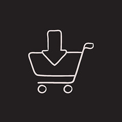 Image showing Online shopping cart sketch icon.