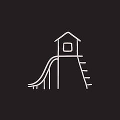 Image showing Playhouse with slide sketch icon.