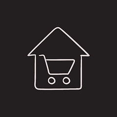 Image showing House shopping sketch icon.