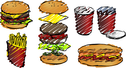 Image showing Fast food illustrations