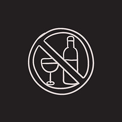 Image showing No alcohol sign sketch icon.