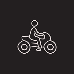 Image showing Man riding motorcycle sketch icon.