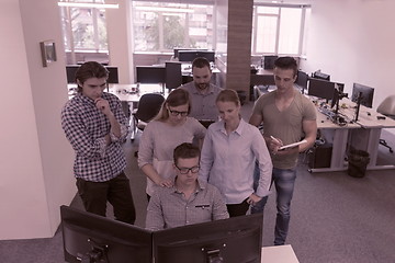 Image showing startup business people group working as team to find solution