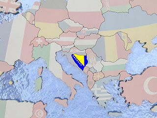 Image showing Bosnia with flag on globe