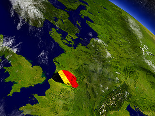 Image showing Belgium with embedded flag on Earth