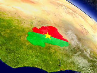 Image showing Burkina Faso with embedded flag on Earth