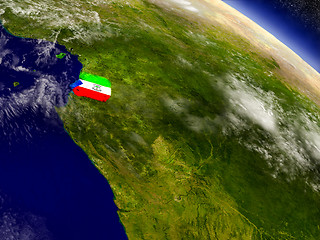 Image showing Equatorial Guinea with embedded flag on Earth