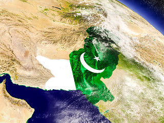 Image showing Pakistan with embedded flag on Earth