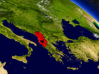 Image showing Albania with embedded flag on Earth