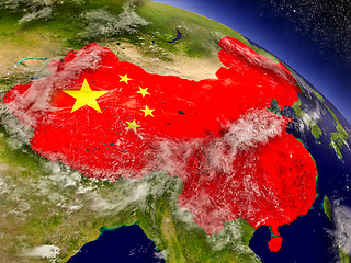 Image showing China with embedded flag on Earth