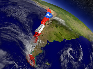 Image showing Chile with embedded flag on Earth