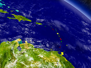 Image showing Caribbean with embedded flag on Earth