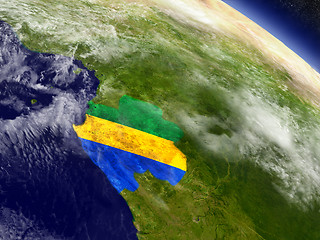 Image showing Gabon with embedded flag on Earth